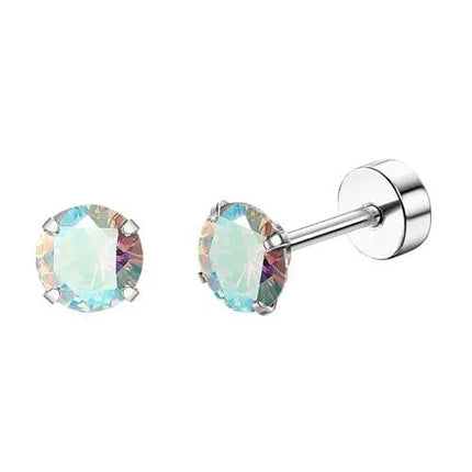 Florideco 1 paio di orecchini a bottone ipoallergenici con retro piatto per donna uomo orecchini a bottone per cartilagine in acciaio inossidabile chirurgico platinumshop