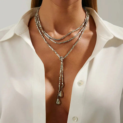 Salircon 4 Stili Boho Irregolare CCB Collana Lunga In Rilievo Donne Hip Hop Creativo Sexy a Forma di Y Catena Della Clavicola Elegent Gioielli PlatiNum