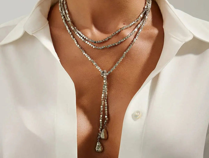Salircon 4 Stili Boho Irregolare CCB Collana Lunga In Rilievo Donne Hip Hop Creativo Sexy a Forma di Y Catena Della Clavicola Elegent Gioielli PlatiNum