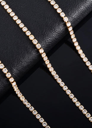 Sparkly Cubic Zirconia Tennis Necklace for Women Rhinestone Choker Minimalist Crystal Chain Stainless Steel Jewelry Accessories PlatiNum