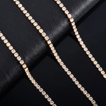 Sparkly Cubic Zirconia Tennis Necklace for Women Rhinestone Choker Minimalist Crystal Chain Stainless Steel Jewelry Accessories PlatiNum