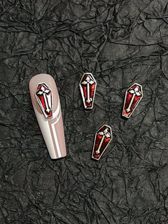 20PCS Alloy Dark Gothic Style Cross Skull Nail Art Decoration Punk Spider Web Coffin Nail Charm Accessories for DIY Crafts