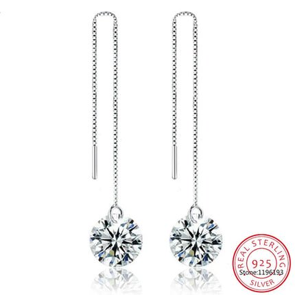 1CT Moissanite Long Drop Earrings For Women 925 Sterling Silver Brilliant Lab Diamond Brides Bridesmaid Dangling Earrings PlatiNum