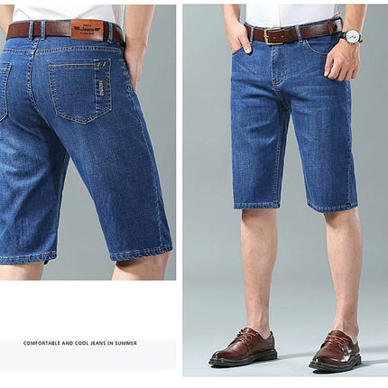Pantaloncini di jeans da uomo estivi Nuovo stile Ricamo sottile Business Casual Jeans corti dritti Abbigliamento di marca maschile azzurro cielo