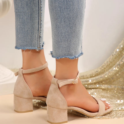 Nouvelles sandales à talons hauts pour femmes 2026, chaussures d'été décontractées pour femmes, talon carré, bout ouvert, bride à la cheville, sandales compensées