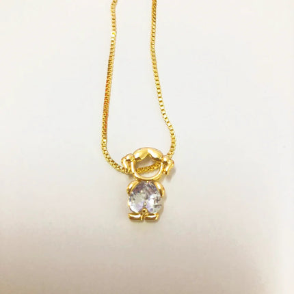 Nidin Fashion Cute Girls Boys Pendant Necklaces For Women Heart Shape Crystal Zircon Charm Clavicle Chain Jewelry Birthday Gifts PlatiNum