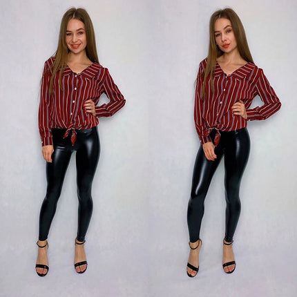 BIVIGAOS Fashion Women PU Leather Pants Elastic High Waist Winter Leggings Slim Velvet Leather Leggings Skinny Fleece Trousers PlatiNum
