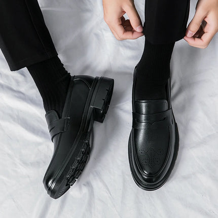 Scarpe Casual con suola spessa di lusso primaverile mocassini Penny neri da uomo scarpe eleganti da ufficio marrone per Mentênis masculino
