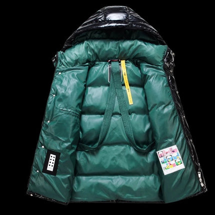 Prowow New men's white duck down down jacket with warm shiny surface short thick hooded jacket