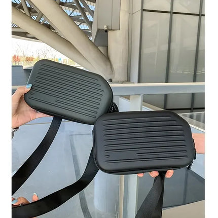 Borsa a tracolla rigida nera, leggera e portatile, per adulti, ideale per il trasporto quotidiano, lo shopping, le brevi camminate all'aperto e l'uso quotidiano.