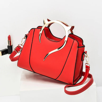 Cat Shaped Handle Women Handbag Trendy And Fashionable, Solid Color, Simple And Casual Crossbody Shoulder Shell Bag PlatiNum