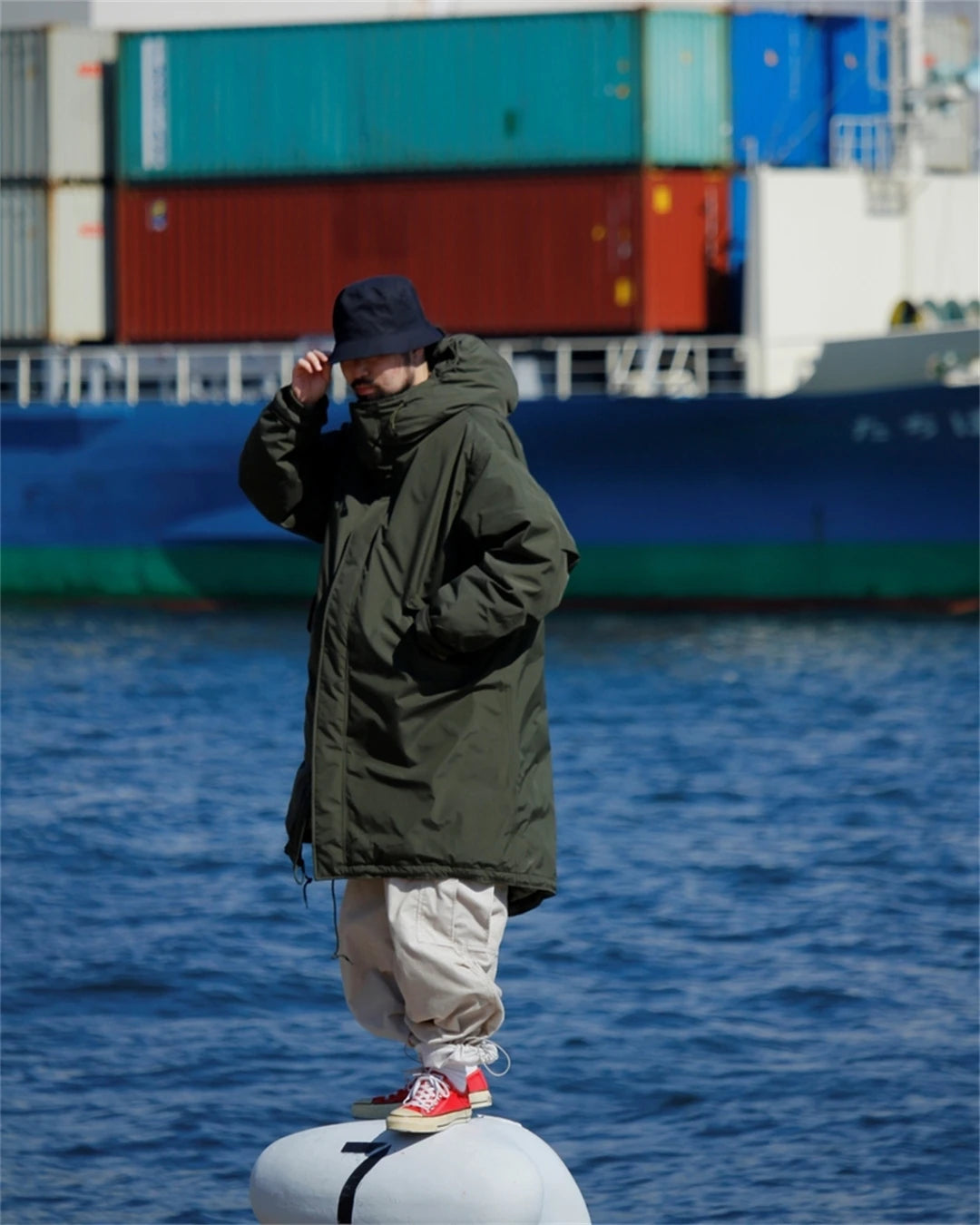 Piumino impermeabile optoelettronico con colla a stampa completa extra lunga Nanamica LongDown