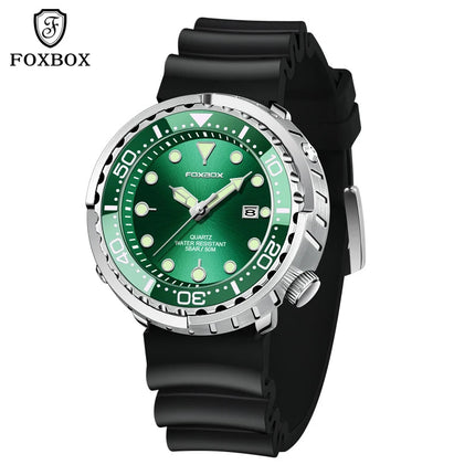 FOXBOX Top Brand Fashion Diver Watch Men 50ATM Waterproof Date Clock orologi sportivi orologio da polso al quarzo da uomo Relogio Masculino platinumshop