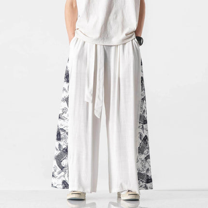 Pantaloni a Gamba Larga Streetwear da Uomo, Primaverili ed Estivi, Stampati, Casual, Stile Harem, Oversize, Vintage, Traspiranti e Comodi