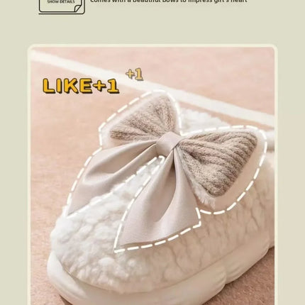 Winter Cute Butterfly Cotton Slippers for Women Non Slip Thick Sole Fluffy Indoor House Shoes Warm Maternity Home Footwear
