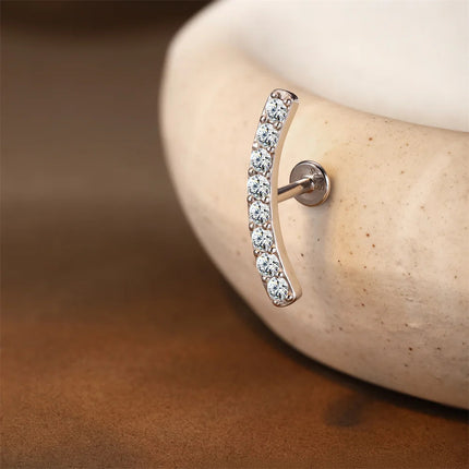 Aide S925 Sterling Silver Moissanite Silver Color Srud Earrings Women Heart Leaf Geometric DIY Ear Bone Sruds Piercing Jewelry PlatiNum