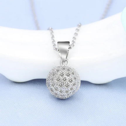 925 Sterling Silver Necklace For Women Round Pendent Sparkling Pave CZ Necklace Fashion Anniversary Birthday Jewelry Gifts N325 PlatiNum