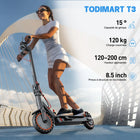 Monopattino Elettrico TODIMART T3 per Adulti, E-Scooter Urbano con Motore da 350W, Batteria 36V, Velocità 24,99 km/h, Autonomia 20-30 km, Pieghevole, 3 Velocità Regolabili, E-Scooter per Pendolari Urbani