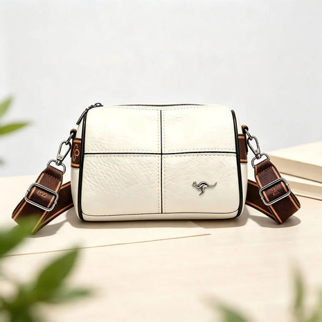 Elegante Borsa a Tracolla in Pelle per Donna, Bianca, Piccola, con Cinturino Regolabile
