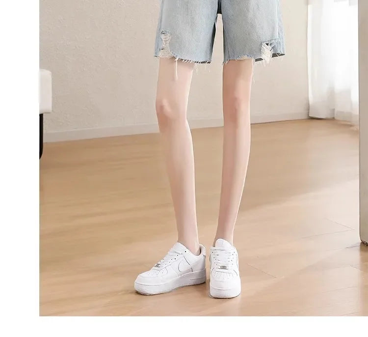 Blue Denim Shorts For Women High-Waisted Loose-Fit Slimming Casual Straight-Leg Mid-Length Summer New Arrival 2024 PlatiNum