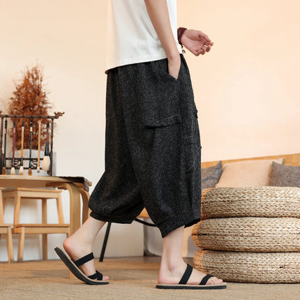 Pantaloni lanterna estivi da uomo stile giapponese Kimono pantaloni casual Samurai Harajuku pantaloncini da uomo larghi Yukata pantaloni a gamba larga taglie forti 5XL