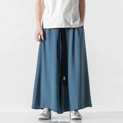 2023 Pantaloni da uomo a gamba larga Pantaloni da jogging in cotone Pantaloni larghi retrò Uomo Pantaloni di lino stile cinese Maschio Grande cavallo Nepal Abito Pantaloni solidi