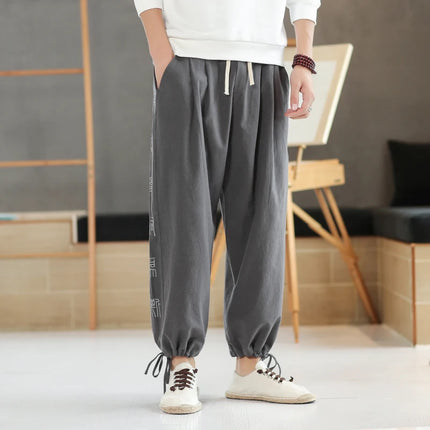 2024 autunno stile cinese pantaloni Casual alla moda moda Versatile High Street Sports Harun Pants Hombre collant larghi a gamba larga