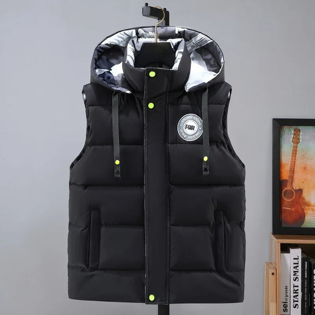 Hooded New Spring Autumn Sleeveless Jacket for Men Fashion Warm Hooded Male Winter Vest Light Plus Size Mens Work Vest Waistcoat