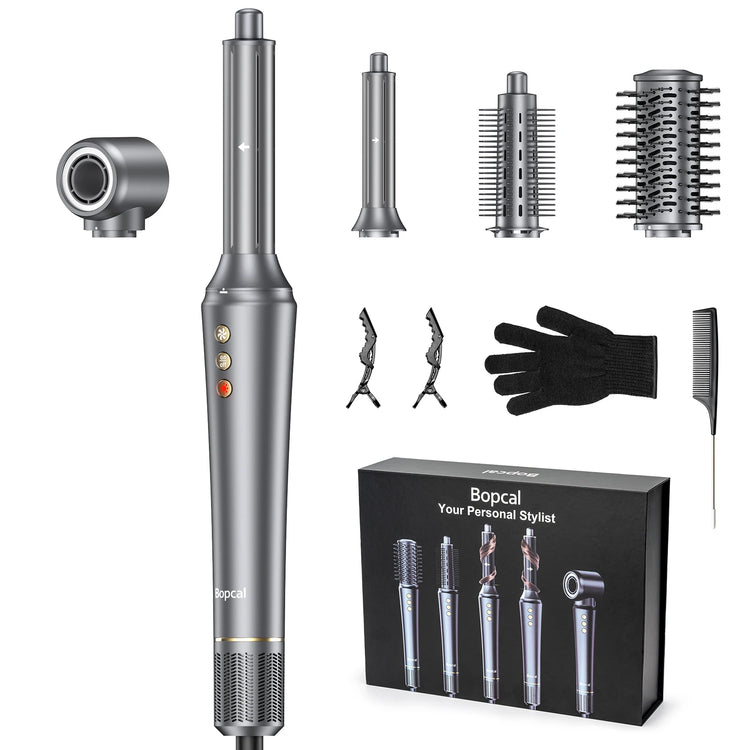 Bopcal 5 In 1 Hair Dryer Hot Air Comb Electric Hair Curling Iron 1200W High Speed Blower Multifunctional Styling Tools Hairdryer