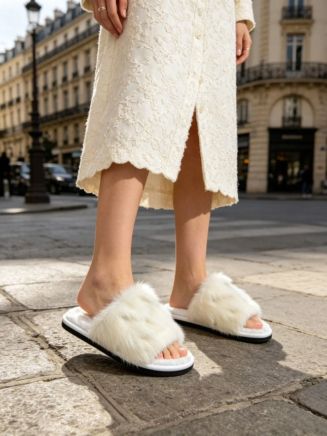 Women's Breathable Lightweight White Flat Open-Toe Sandals, Non-Slip Slippers with Soft Sole for Daily Indoor and Outdoor Use