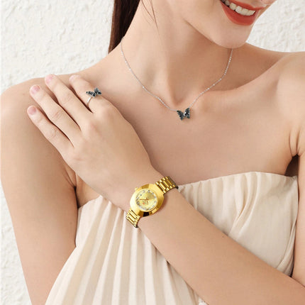 2024 nuove donne orologio ovale 34mm movimento al quarzo in acciaio inossidabile marchio di lusso acqua diamante oro nero vestito casual orologio da banchetto platinumshop