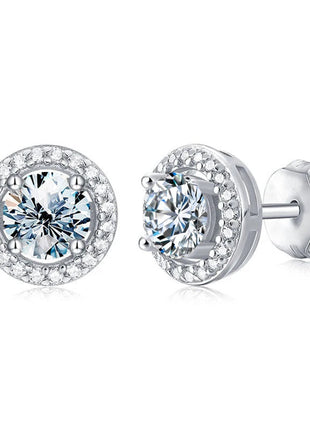 DW Certified Moissanite Diamond Stud Earrings for Women 925 Sterling Silver Round Halo Earrings Luxury Wedding Fine Jewelry PlatiNum