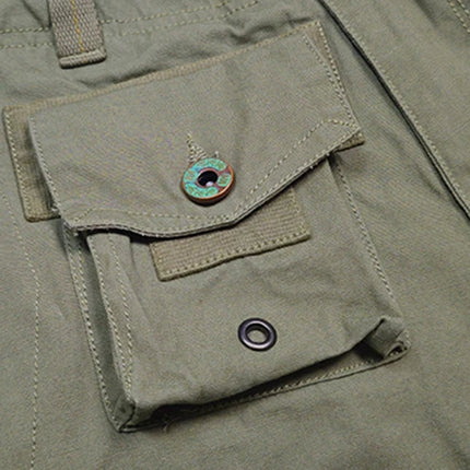 Men's Multi Pocket Cargo Pants Vintage 100% Cotton Loose Straight Tactical Pants Zippered Ankle Cuffs Work Streetwear Trousers