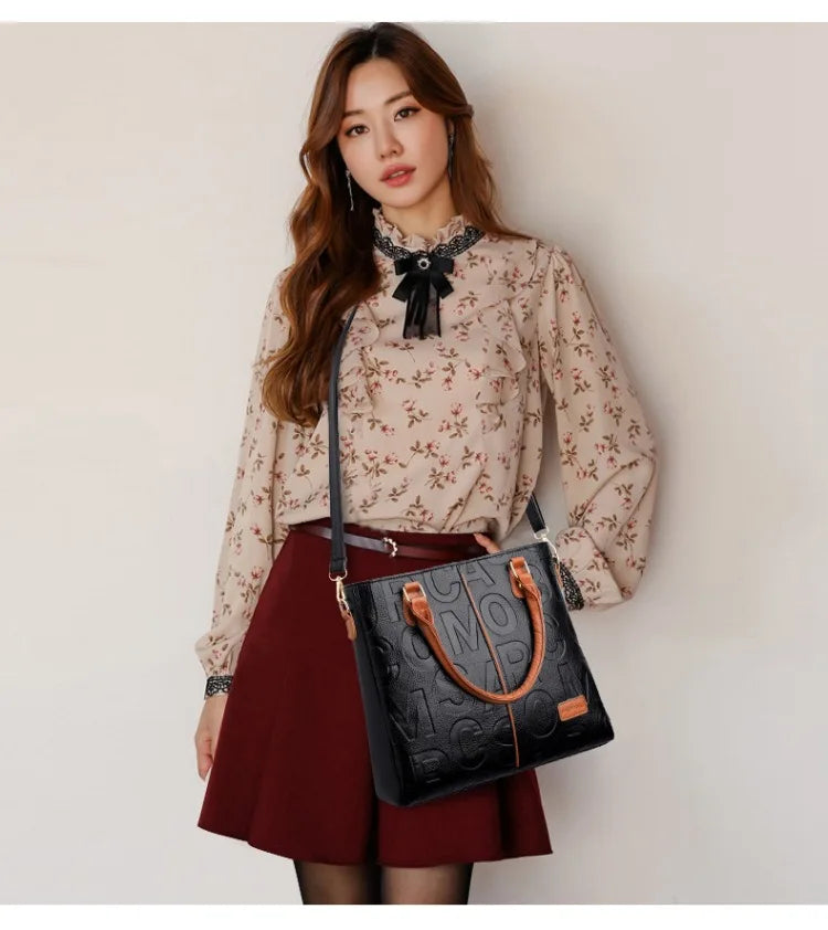 Ladies Large Capacity Leather Shoulder Bag 2025 New Style Urban Simple Tote Bag Women's Single Shoulder Bag Daily Match PlatiNum
