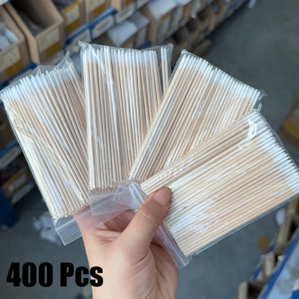400pcs Pink Double Head Nail Art Cuticle Pusher Remover 7CM Orange Wood Sticks Cotton Swab Clean Tool for Nail Rhinestone Makeup 2028