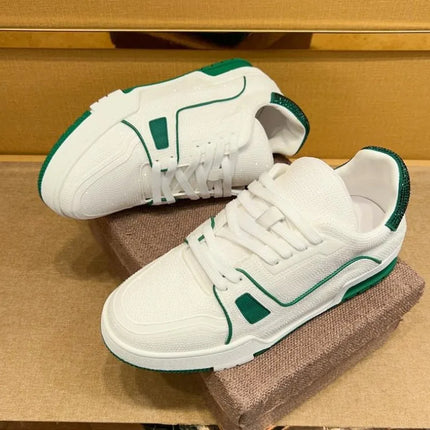 Men Diamonds Crystal Patchwork Suede Genuine Leather Shoes Lace Up Round Toe Thick Bottom Casual Shoes Height Increase Platform