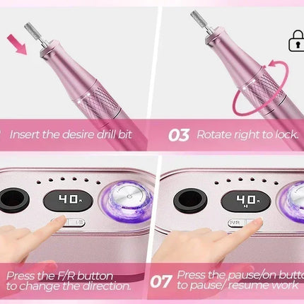 2026 Pro Specialist Electric Nail Refiner 40000RPM LCD Digital Nail Drill Machine Pack For Acrylic Gel Nails Salon Manicure Instrument