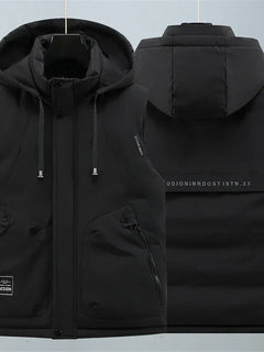 Autumn Winter Thick Vest Men Plus Size 8XL Cargo Vests Patchwork Sleeveless Jacket Fashion Casual Hooded Vest Male