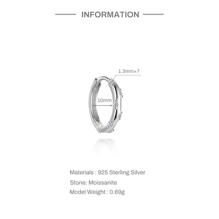 CANNER 1PC 6/7/8/9mm Moissanite 925 Sterling Silver Hoop Earrings Women Round Circle Piercing Earings Personalized Fine Jewelry PlatiNum