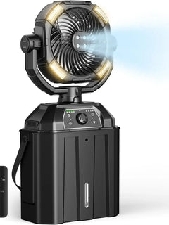 Ventilatore nebulizzatore portatile Ventilatore girevole automatico ricaricabile con batteria USB da 25000 mAh come Power Bank 4 Mist Cooler Secchio da 7 litri per esterni