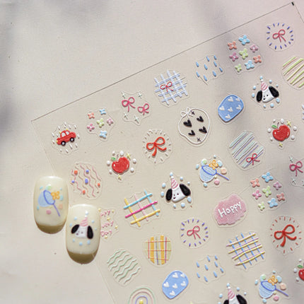 1Pcs 5D Graffiti Kitten Puppy Nail Art Sticker Lovely Lines Animal Cat Embossed Nail Slider Self-Adhesive Cat/Dog Manicure Decal