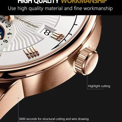 Orologio da uomo di lusso cronografo impermeabile modello fasi lunari orologio da polso da uomo luminoso in pelle orologi al quarzo da uomo orologio Casual platinumshop