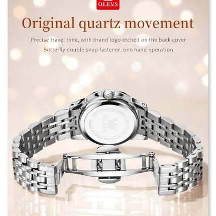 OLEVS 9931 Elegante Orologio da Donna di Lusso, Marca Originale, Movimento al Quarzo, Impermeabile, in Acciaio Inossidabile, Luminoso con Data platinumshop