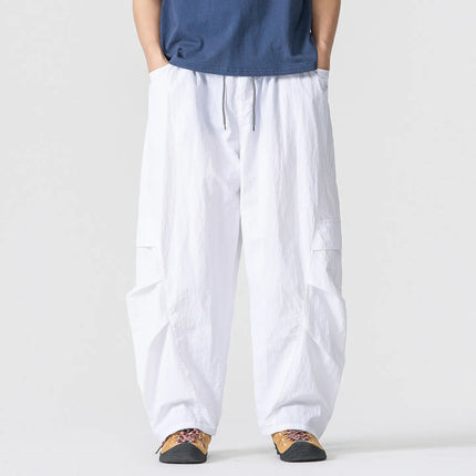 Pantaloni estivi da uomo Haori Harajuku Pantaloni a gamba larga con elastico in vita Pantaloni comodi da uomo oversize per sport all'aria aperta Pantaloni da jogging Streetwear