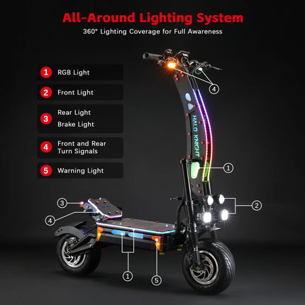 Halo Knight T107 Max Scooter elettrico 13 pollici Off Road Pneumatico 4000W * 2 Doppio motore 72V 50Ah Batteria E-Scooter per pendolarismo urbano