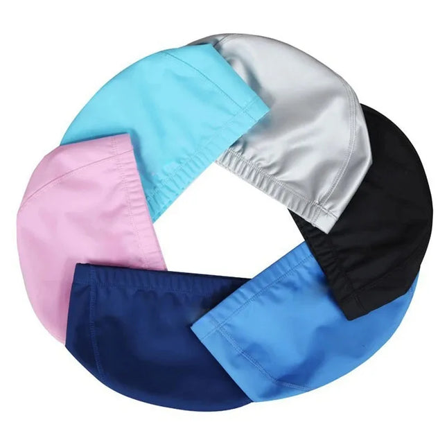 Waterproof PU Fabric Swim Cap, Protects Ears, Suitable for Long Hair, Flexible