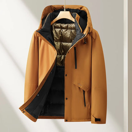 Oversized Men's 90% White Duck Down Jackets Winter Outdoor Windproof Warm Hooded Puffer Coat Loose Thicken Padded Parka Clothing