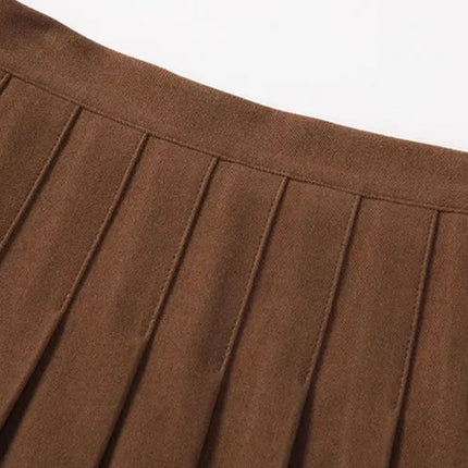 Autumn Winter Woolen Pleated Skirts Women New Korean High Waist Slimming Mini Skirt Ladies Preppy Style Side Zipper A-Line Skirt PlatiNum