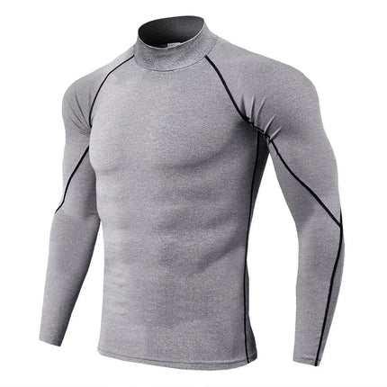 Men Compression Long Sleeve T Shirt Sportswear Male Skinny Tshirt Elastic Track Tracksuit Clothing Gyms Fitness T-shirt For Men PlatiNum