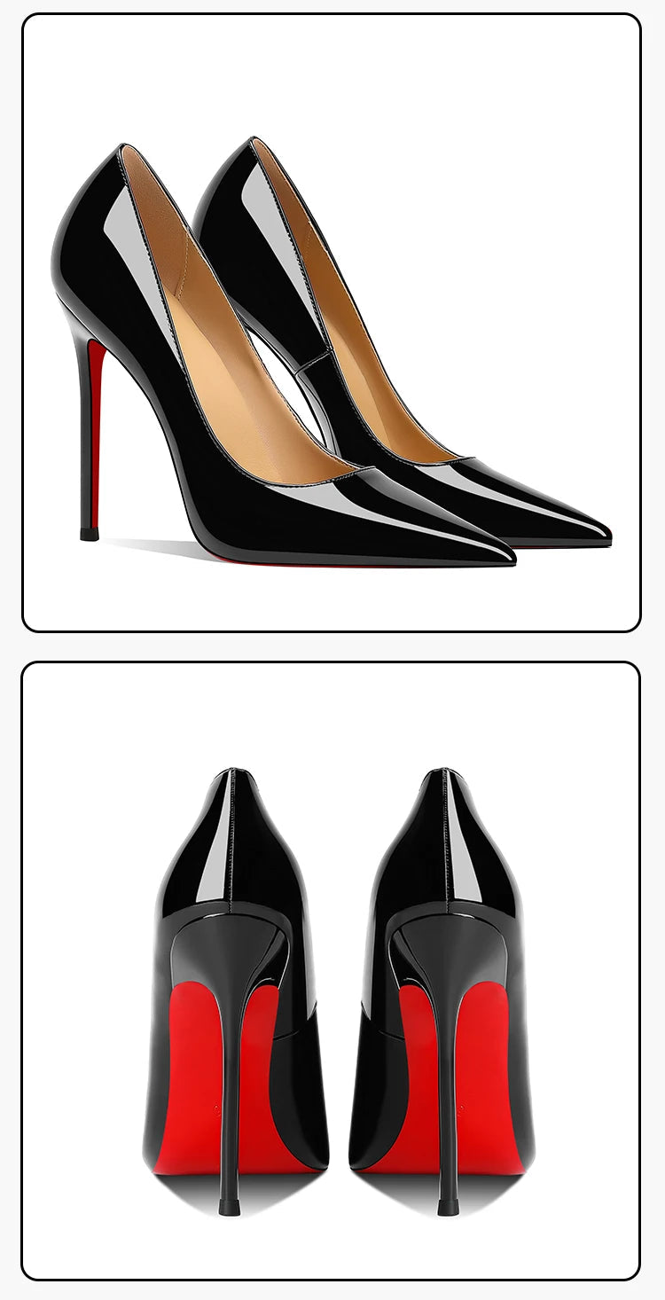 Scarpe da Donna 2026 di Tendenza Lusso con Suola Rossa Tacchi Alti a Punta Stiletto 12 cm Comode per Feste e Cerimonie platinumshop